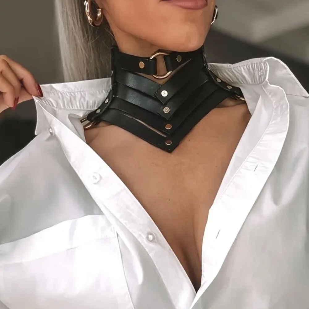 HOT ✨ Leather Black Tiered Choker Necklace